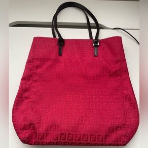 Fendi Leather- Trimmed Zucchino Bag